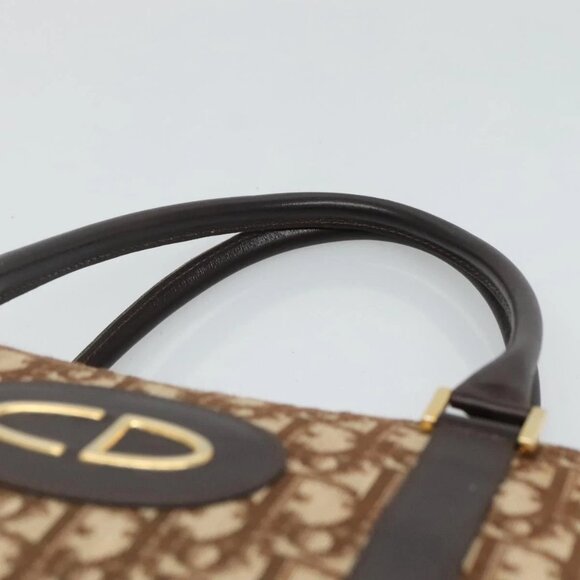 Christian Dior Trotter Canvas Hand Bag Brown Gold Auth BD2000 - Picture 9 of 16